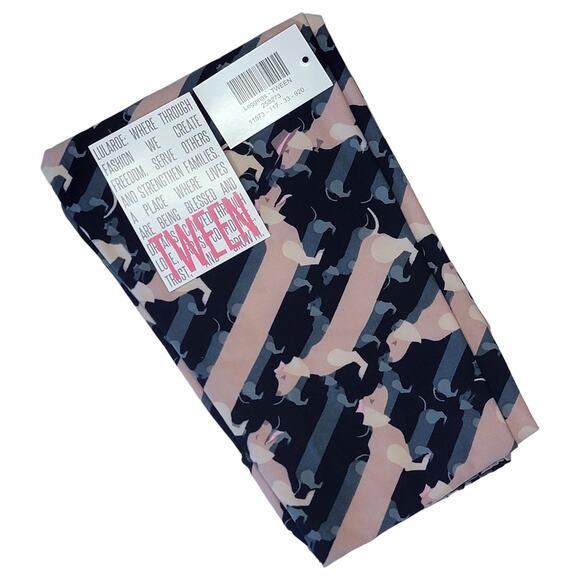 LuLaRoe Tween Leggings Dogs Striped Black Pink Gray Dachshund Animal Print Soft - Picture 3 of 9